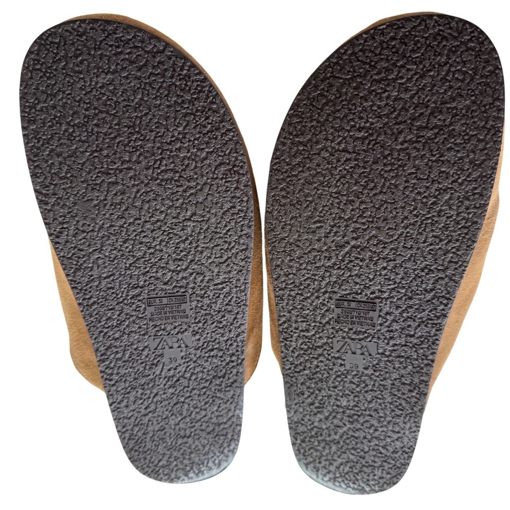 ZARA Brown Suede Faux Shearling Mule/Clog Size 39/8.5 - Picture 4 of 7